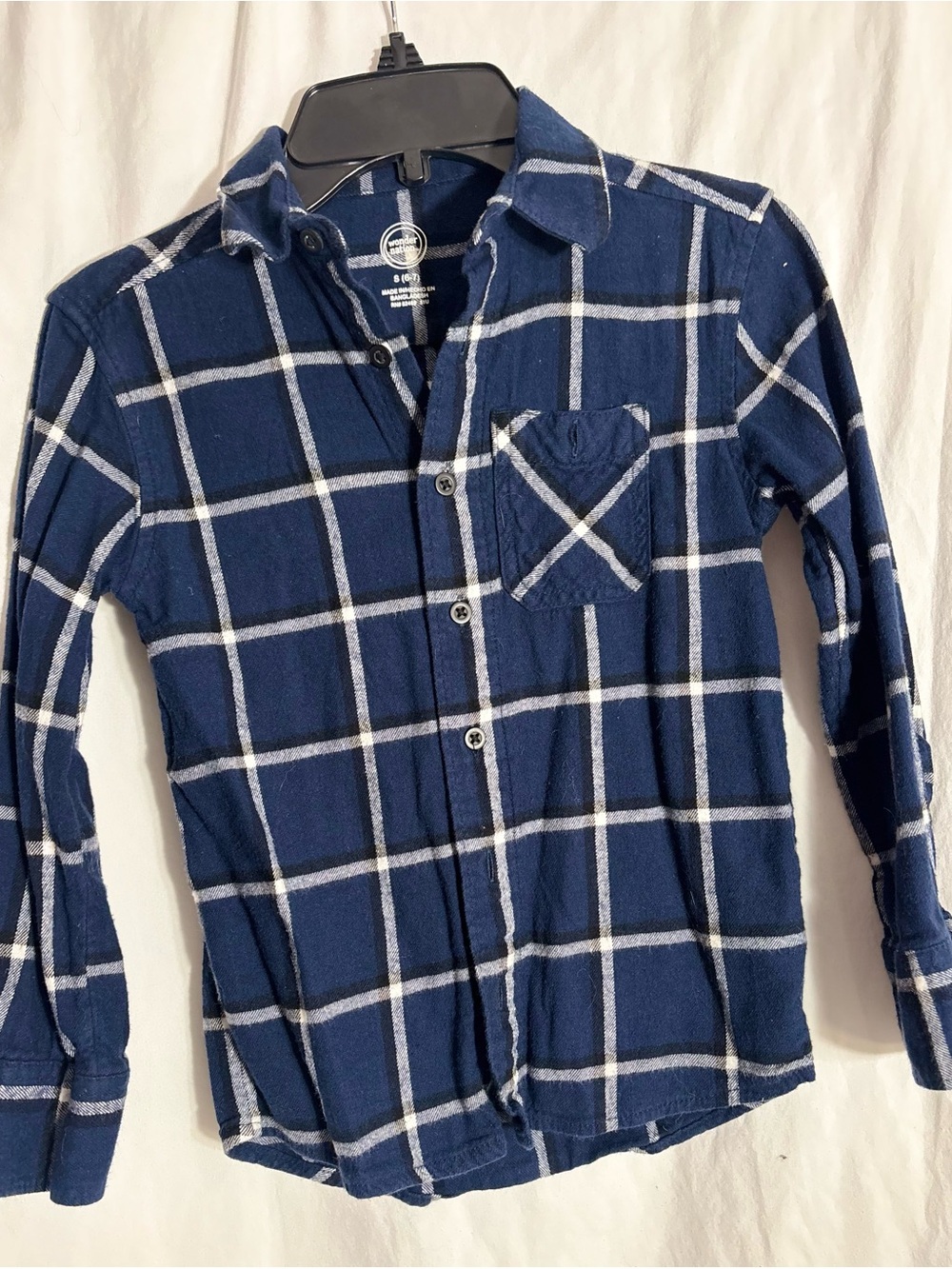wonder nation Navy and White Plaid Button-Up Shirt